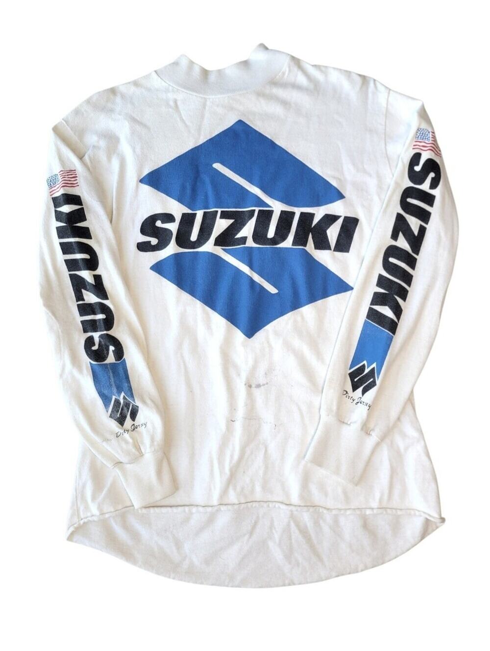 Vintage Suzuki Racing Jersey Motocross Long Sleeve Shirt 80s 90s USA Large